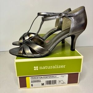 Naturalizer Women’s Comfort Princeton Silver Strappy Open Toe Heel Size 6 M